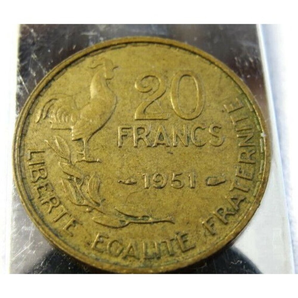 1951 20 Francs Money Clip Stainless Steel Cash ID Holder Silver